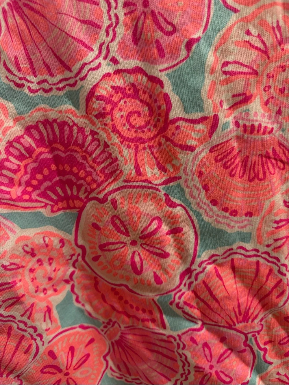 Girls Sleeveless Seashell Print Dress - Pink & Aqua